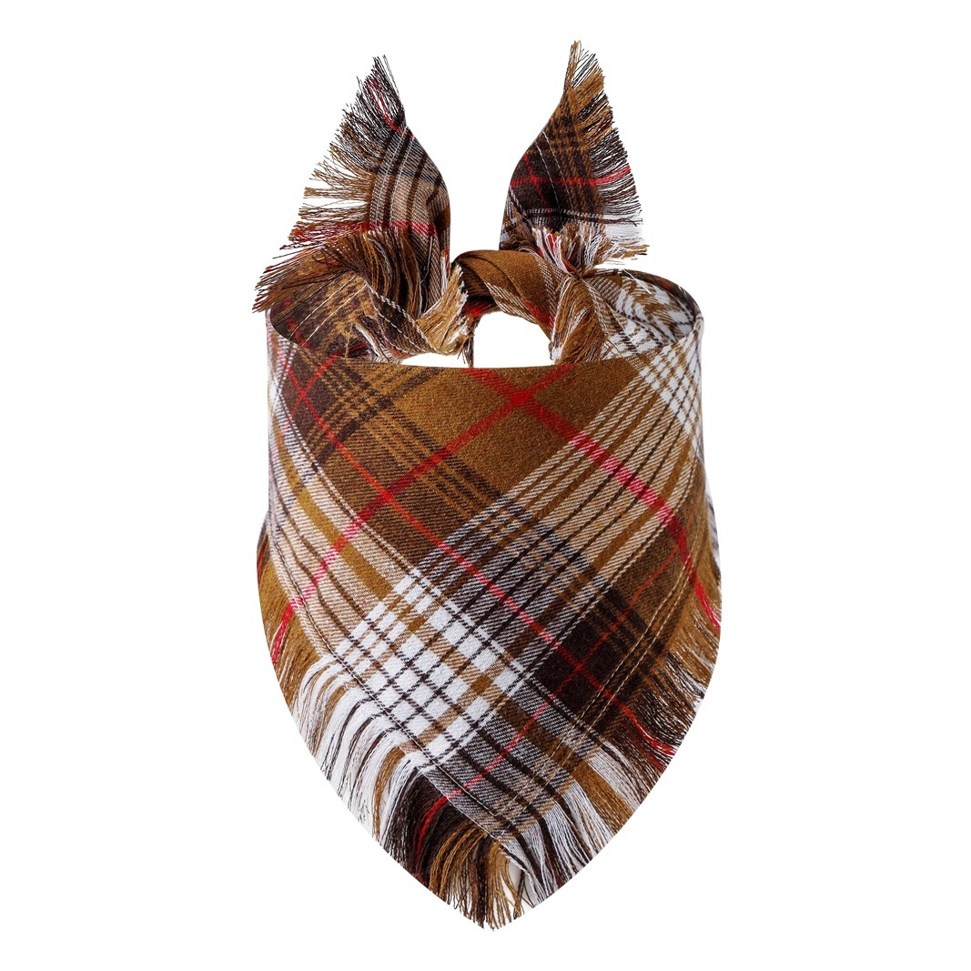 Tanpopo nuevo en stock sarga transfronteriza exclusivo a cuadros borla perro mascota toalla triángulo mascota perro bufanda