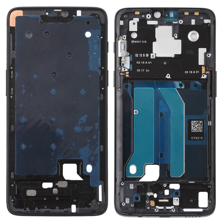Aplicable para OnePlus 6 LCD frontal frame / A frame con botones laterales (color: negro brillante)