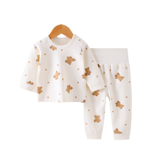 Spring and autumn children's underwear set pure cotton high-waist belly protection baby autumn clothes and autumn pants two-piece set baby anti-cold pajamas