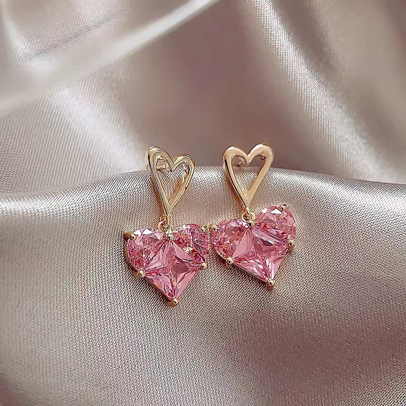 Elegant earrings heart-shaped drop-shaped