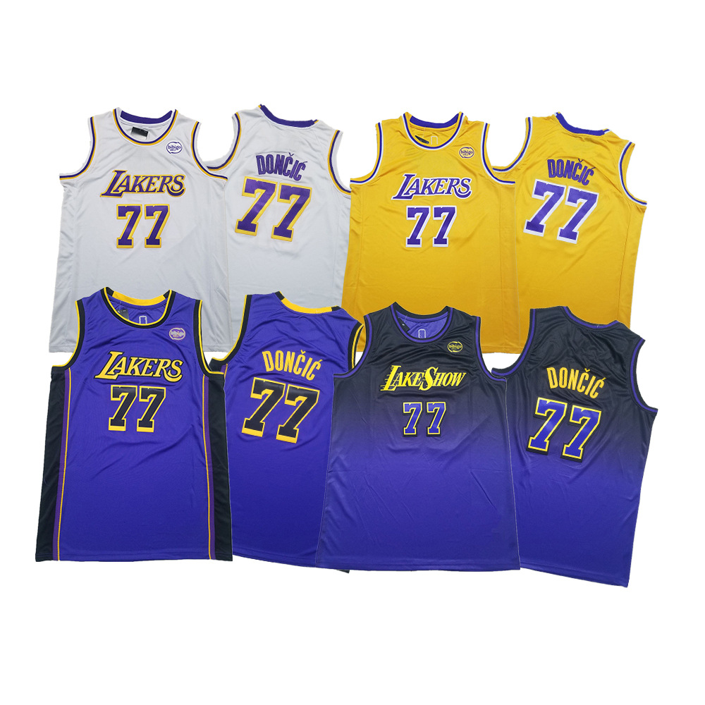 Cross-border uniform Lakers 77 Luka Dončić Doncic jersey NBA embroidery basketball uniform foreign trade batch