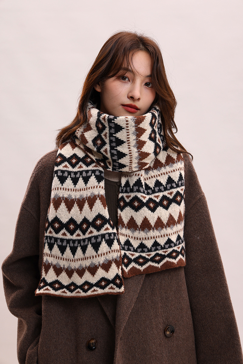 Jacquard Herbst Winter, koreanische Version und Hut, zweiteiliges Set, Schal für Frauen, vielseitig, Studentin, Paar, warmer Schal_voghion.com