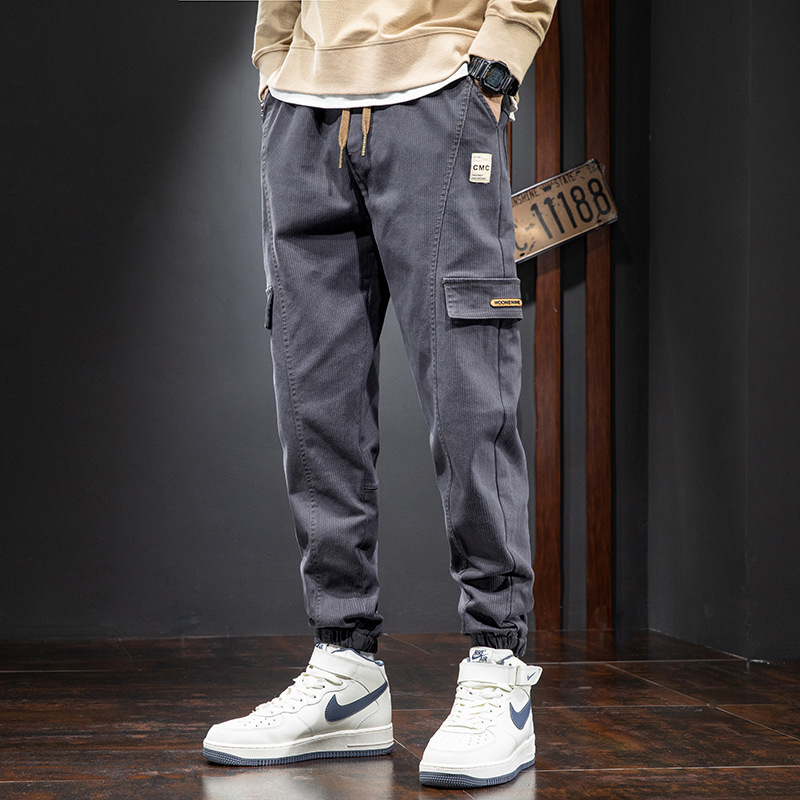 2025秋冬新款多口袋工装休闲裤青年宽松哈伦裤子简约潮流工装裤男