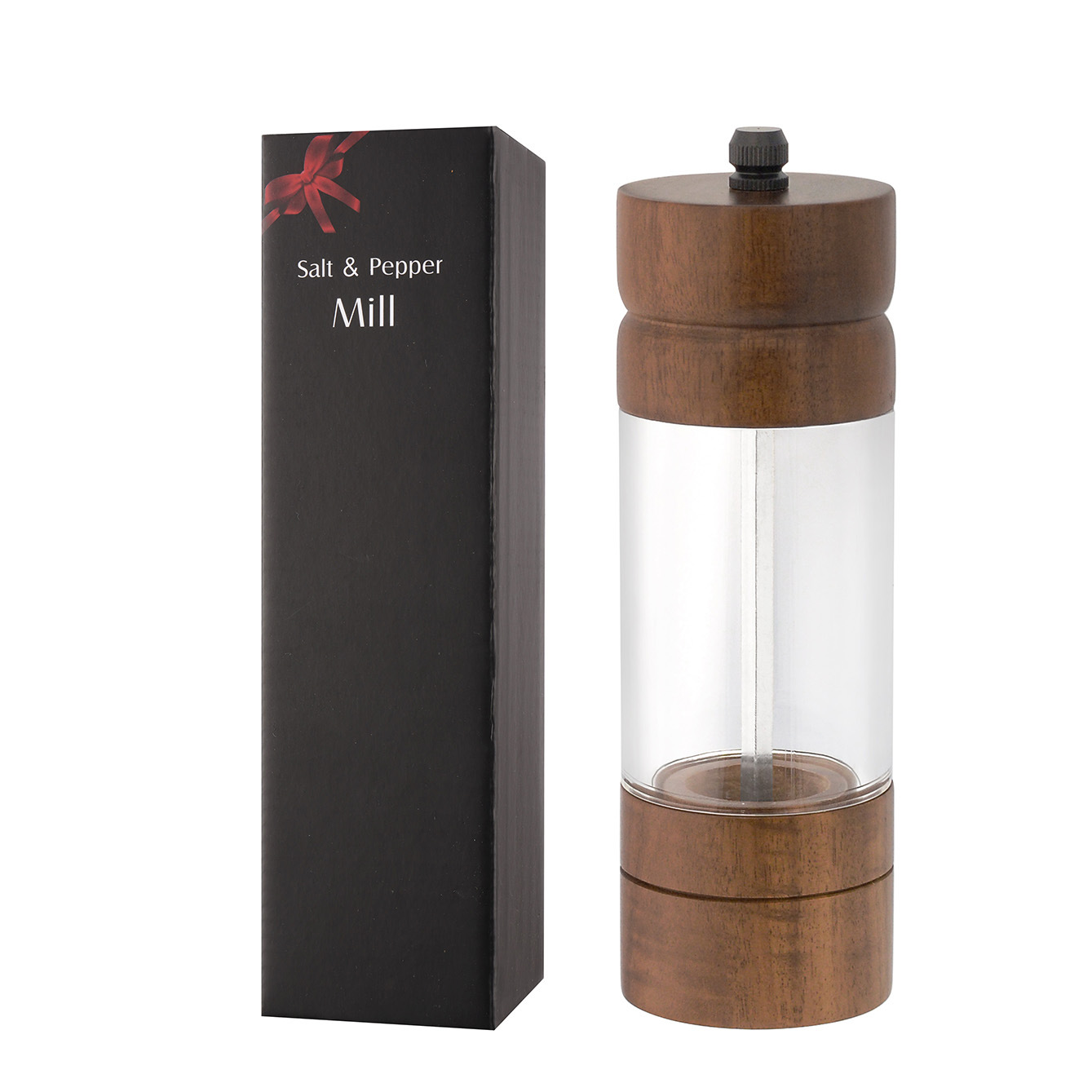 Molino de pimienta acrílico sal marina doméstica molino de pimienta pagoda molino de pimienta madera de cocina molino de pimienta