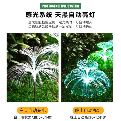 Cross-border solar fiber jellyfish light outdoor courtyard colorful glowing reed lamp garden landscape decoration atmosphere lamp