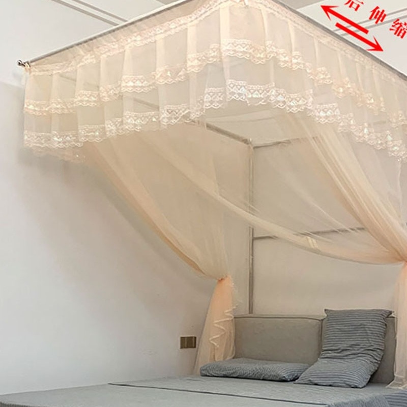 蚊帐家用升降伸缩款落地免安装加密支架杆1.5m1.8米2025新款蚊F^