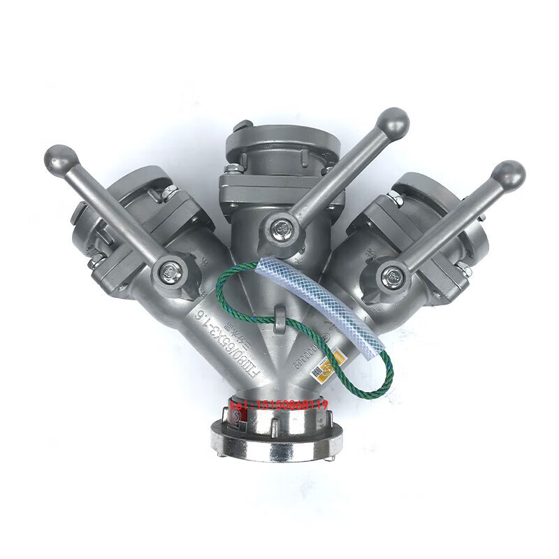 65mm锻造螺旋式三分水器消防车用分流器铝镁合金三分水器