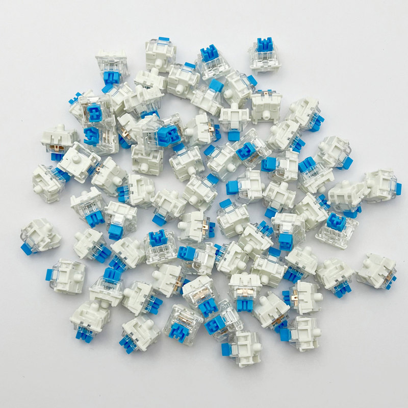 Factory Direct Sales of White Base Blue Switch Transparent Shell Mechanical Switch Gaming Keyboard DIY Modified Switch Supply Source