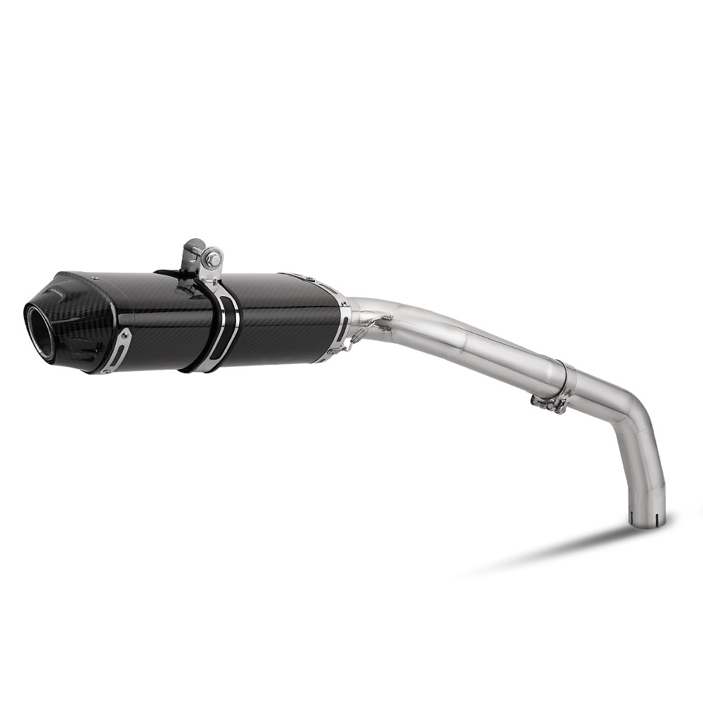 CBR600RR F5 stainless steel split mid-section exhaust pipe set with carbon fiber tail section silencer, non-destructive installation