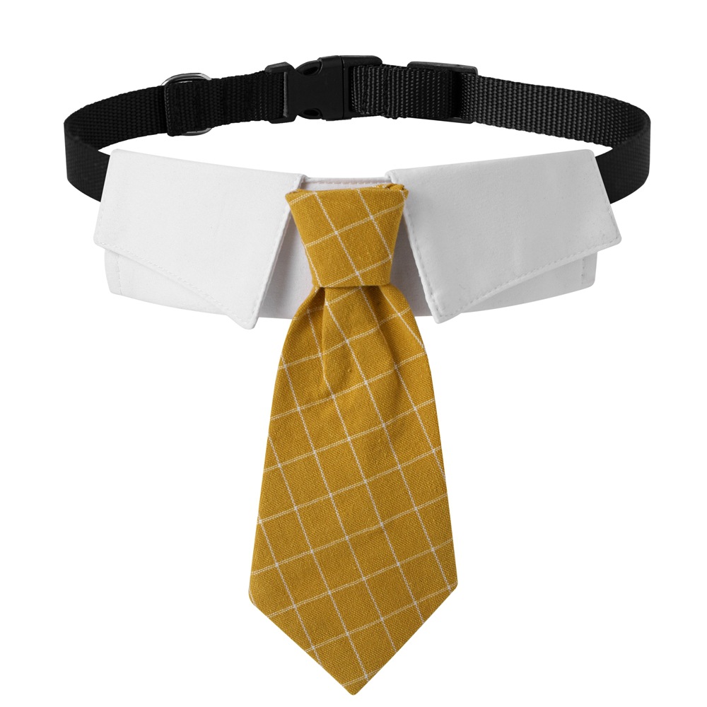Fábrica en stock transfronterizo nuevo estilo británico guapo boda perro traje de sarga perro collar traje Plaid tie