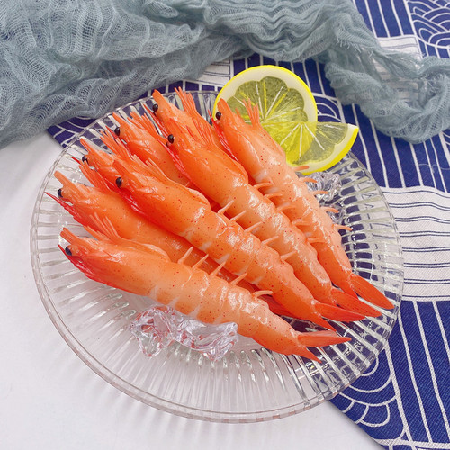 Factory export PVC simulation food toys red and green prawn model ornaments live broadcast display shooting props