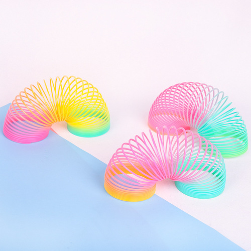3c genuine magic rainbow circle medium children's educational spring toy wholesale sequined elastic circle box 6.5cm