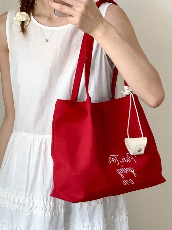 クロスボーダー刺繍レターバッグ真夏のパレードトートバッグレディース大容量キャンバスバッグ2025新作ショルダーバッグ|undefined