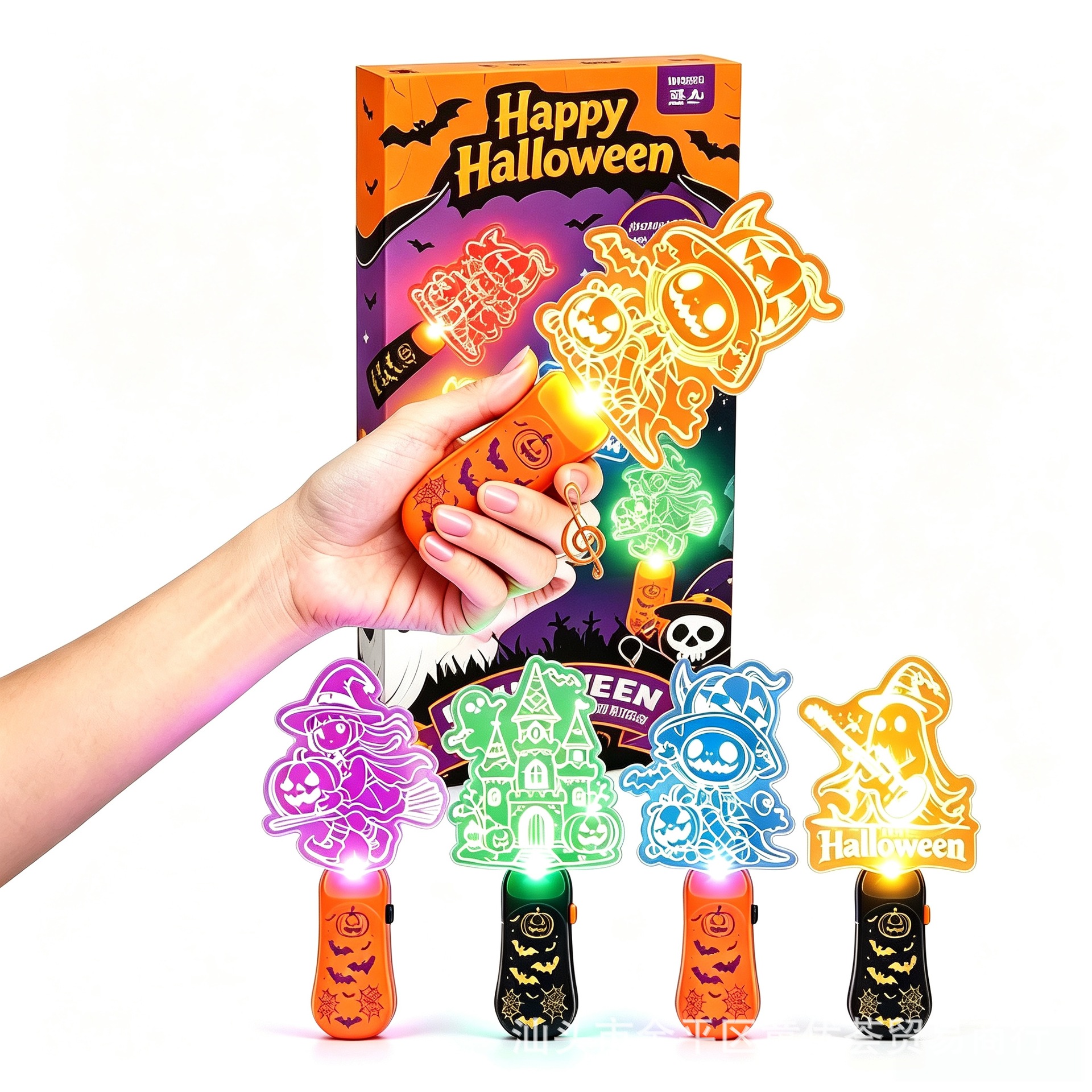 Niños transfronterizos Halloween con palos fluorescentes LED música luminosa calabaza Navidad fiesta regalos juguetes