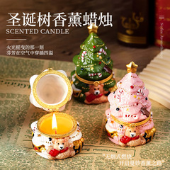 陶瓷小熊圣诞树蜡烛摆件圣诞创意香氛节日桌面装饰工艺品礼物批发