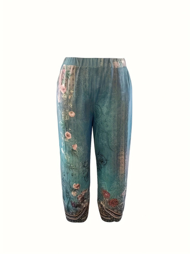 Independent website Temu: Spring/Summer European and American-style women's loose casual pants with digital prints, in European and American style.
