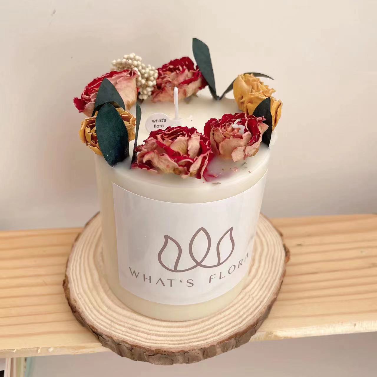 Cross-border ins columnar flor inmortal flor seca rosa en relieve cera de banano cera de soja decoración del hogar