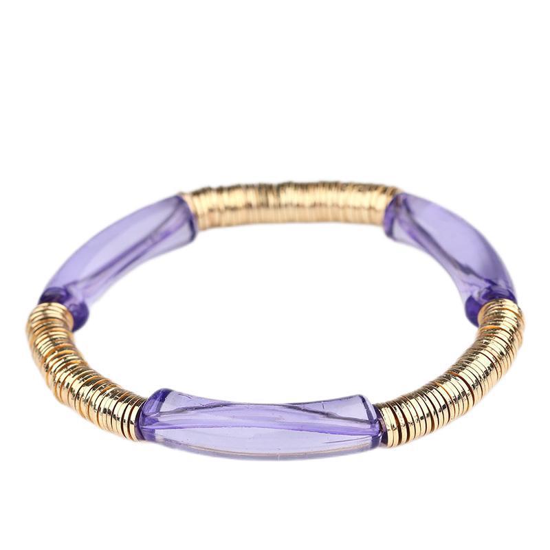 Bracelets Classification Copper Chain Material 1 Piece Quantity Casual Vacation Round Color Block Arylic Metal Beaded Bracelets Wholesale