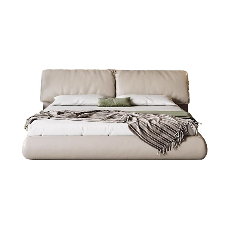 Baxter Elephant Oreas Cama de cuero real Cama doble minimalista italiana Dormitorio principal 2 * 2m Cama grande de paquete suave Cama de matrimonio simple