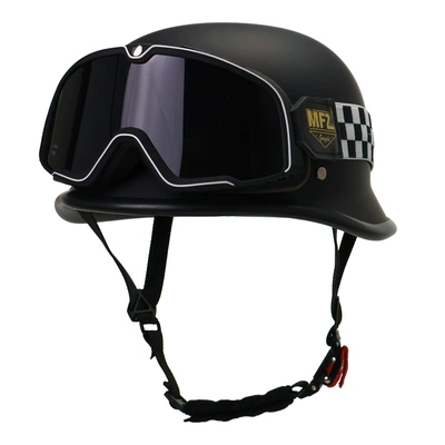 Motosiklet kaskı (dəbilqə) — Scoop Helmet Large Head Circumference - dumb-black-goggles-hagrid-with-face-mask-m