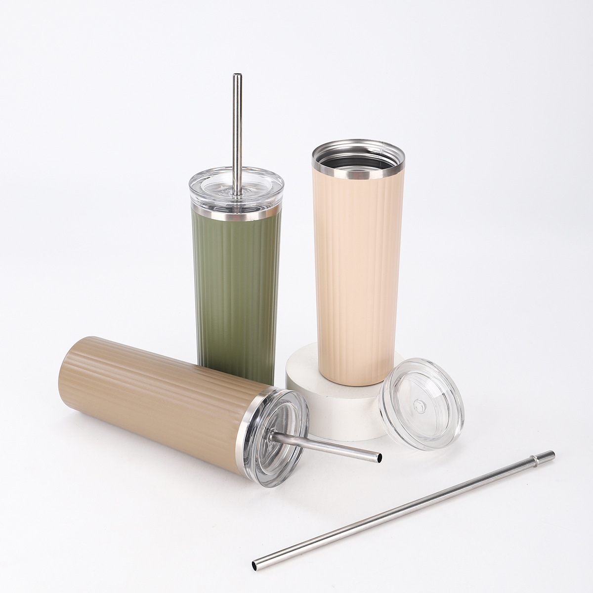 Nuevo taza de café de oficina con paja taza de bebida directa de gran capacidad 304 taza de vacío de acero inoxidable mayorista