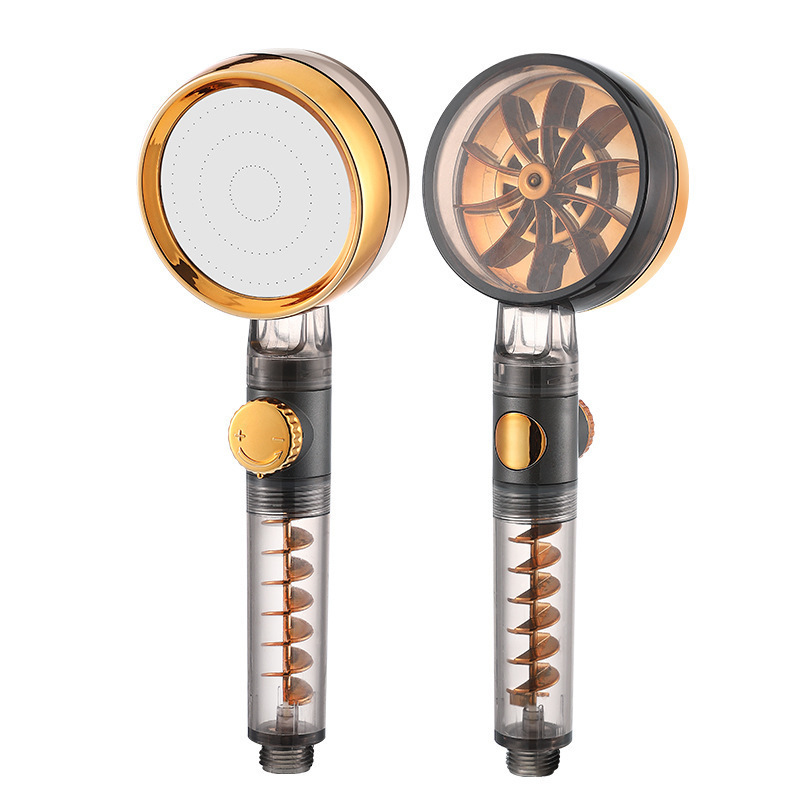 Water Flow Controllable Twin-Turbocharged Shower Head for Home Use, Bathroom Shower Head, Modern Minimalist Style
