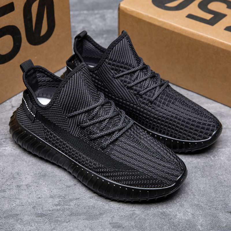 Zapatos de hombre de coco Putian transpirables de verano, deportes de tejido volador, correr, desodorante, resistente al desgaste, amortiguador, zapatos de moda con hoja