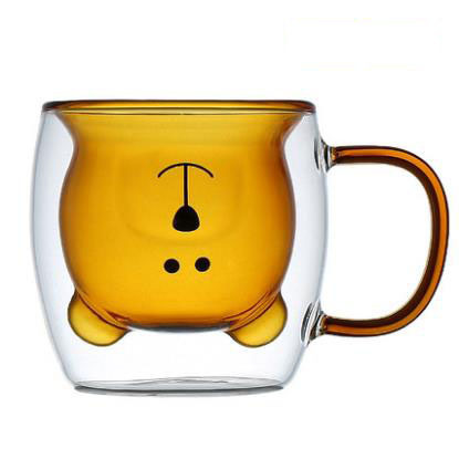 Mango de oso Taza con mango de doble capa Taza de vidrio taza de café taza