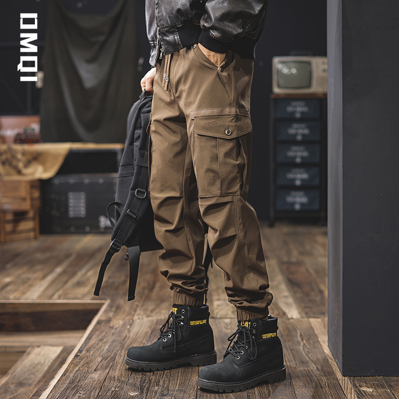 Outdoor Mountain Climbing and Hiking Three-proof Retro Crock Pants Men's Autumn plus size Casual Pants Bunched Foot Paratrooper Pants