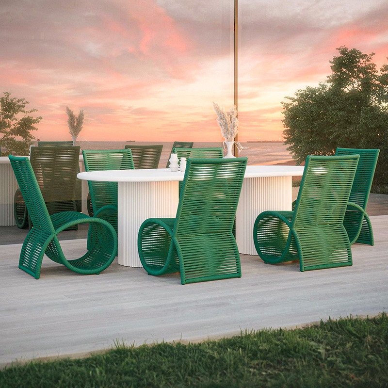 Mesa y silla al aire libre patio balcón protector solar impermeable ocio al aire libre silla de caña jardín mesa y silla nórdica combinación image 1
