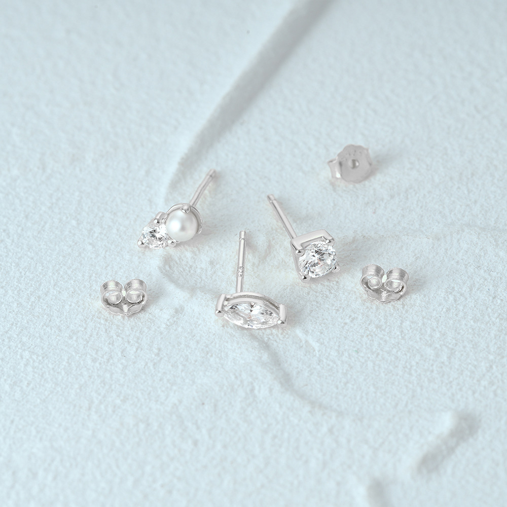 3g Weight Ear Studs Classification 1 Set Quantity Daily Occasion 925 Sterling Silver Material Star, Butterfly Pattern Women's Gender Plating Design Simple Style Style 1 Set 925 Sterling Silver Star Butterfly Ear Studs 47
