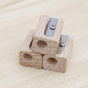 Beech Pencil Sharpener Wood Pencil Sharpening Wood Pencil Sharpener Solid Wood Log Color Single Hole Double Hole Two Hole Fine Art Student