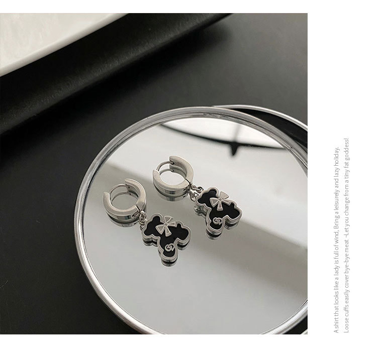 Fashion Bear Titanium Steel Plating Drop Earrings 1 Pair