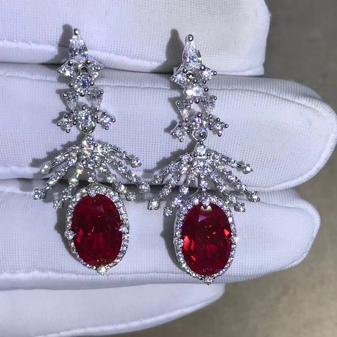 Corte oval cultivar orejas de rubí 4 quilates VVS grado D color 3ex inserido importación de alto carbono taladro