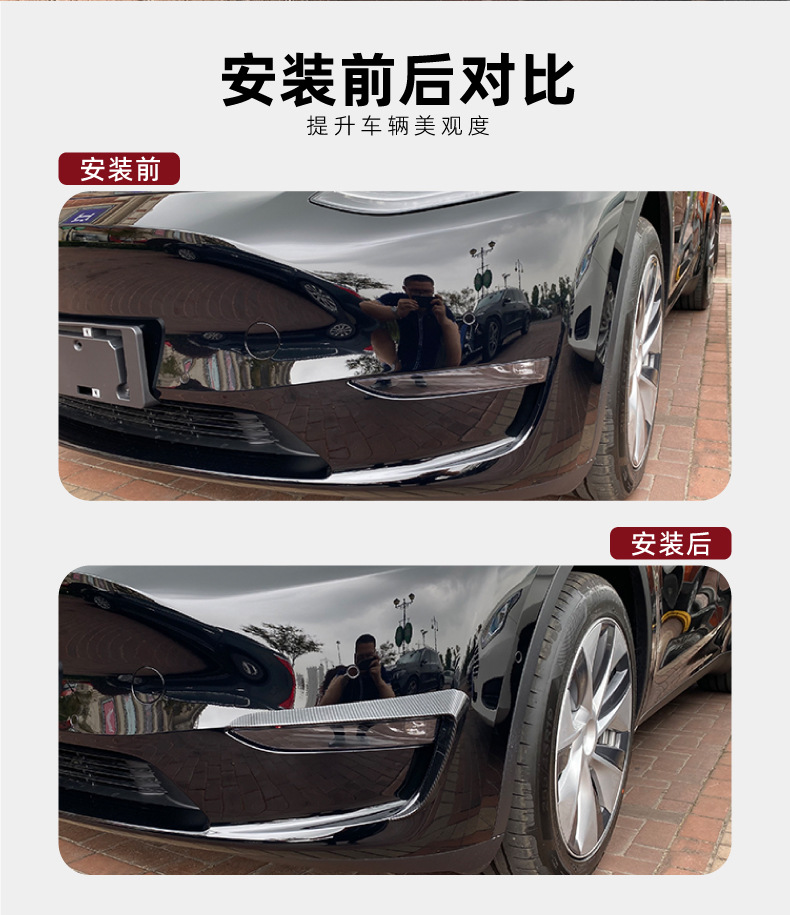 Suitable for Tesla Model Y 2019+ Front Air Knife Surround Car Sticker Exterior Cross-Border Modification Accessories