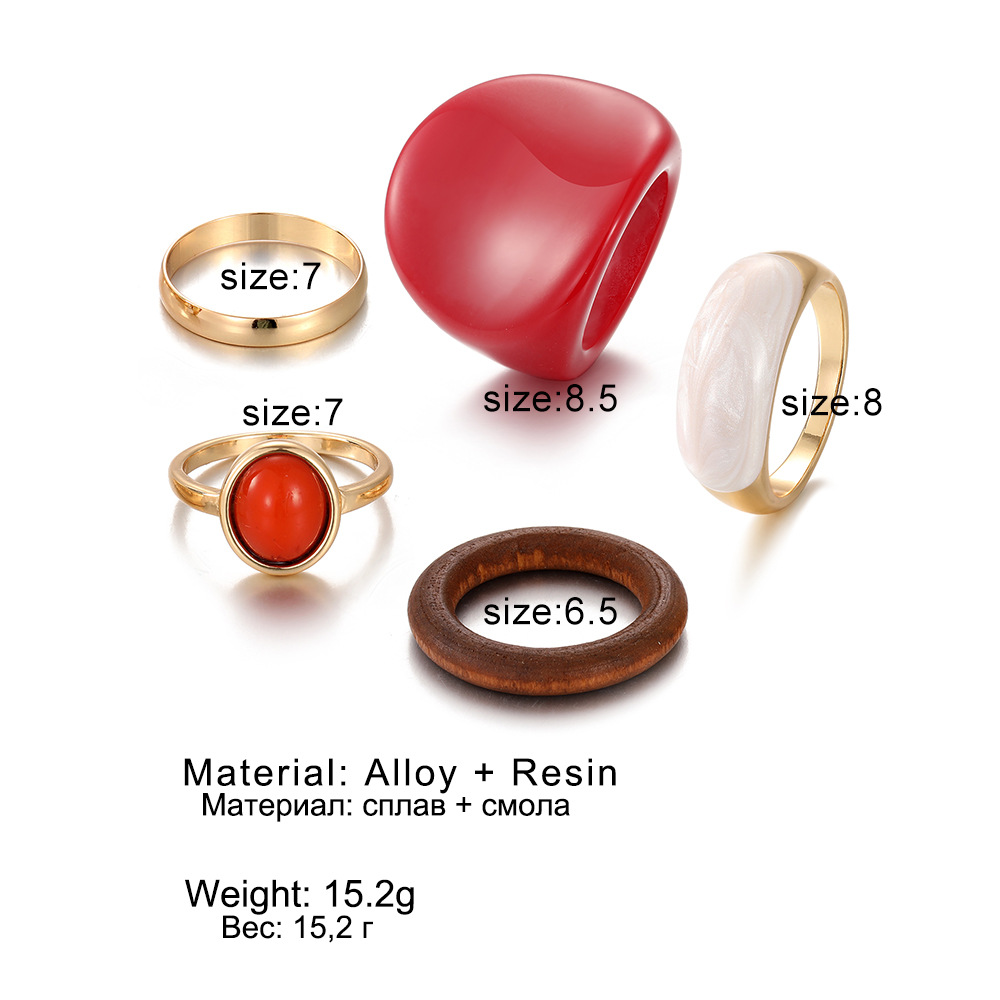 1 Set Quantity 1 Set Retro Classic Style Geometric Alloy Resin Women's Rings