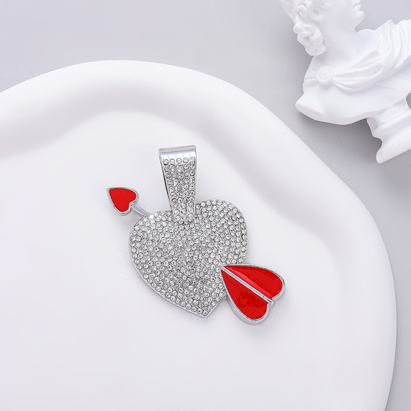 Joyería Simple Una Flecha Corazón Piercing Colgante Collar Decoración Aceite Amor Hip Hop Irregular Versátil Cadena Cubana_voghion.com