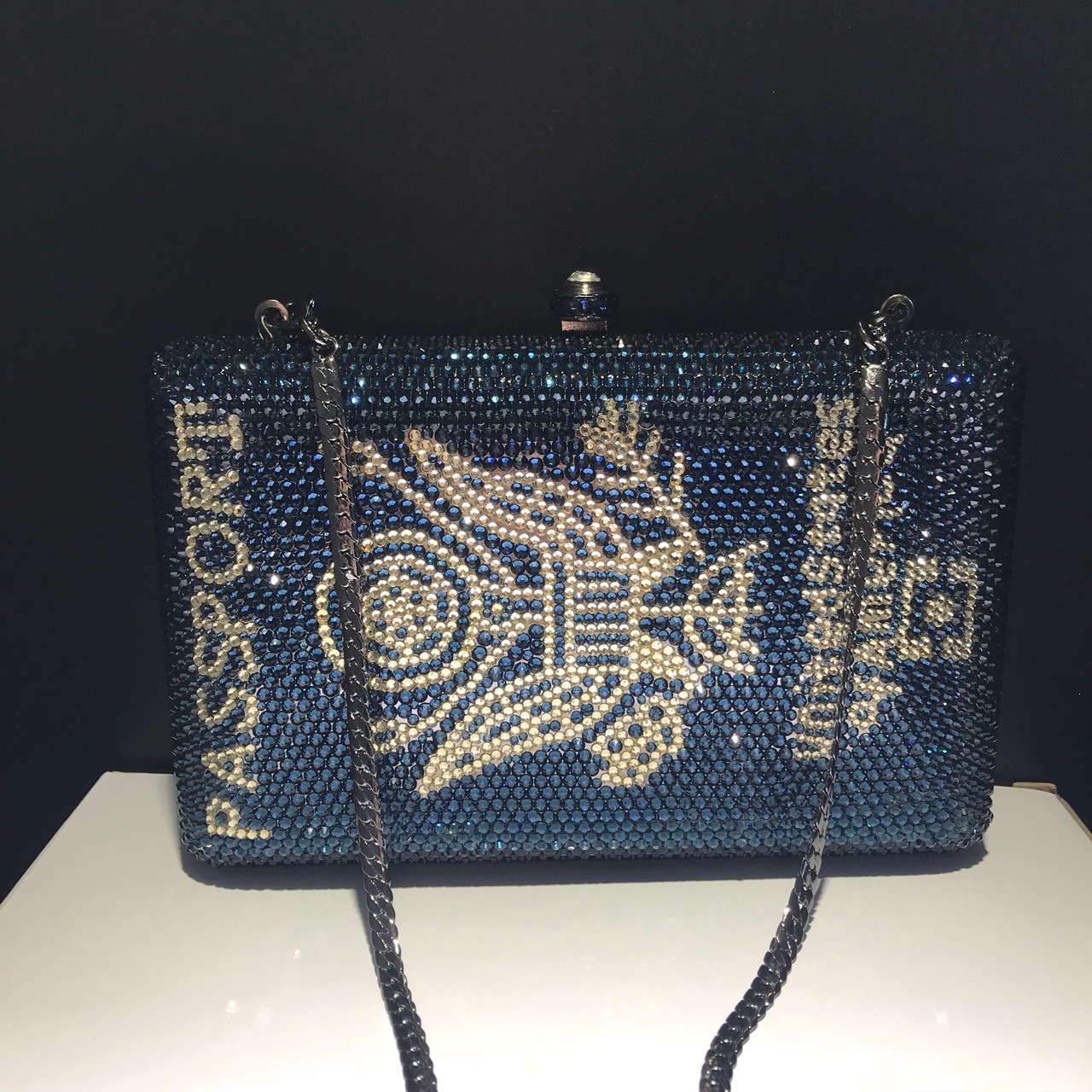 * Pasaporte azul oscuro con estilo de diamantes bolsas de cena bolsas de mano europeas y americanas bolsas de embrague de piedra de renas
