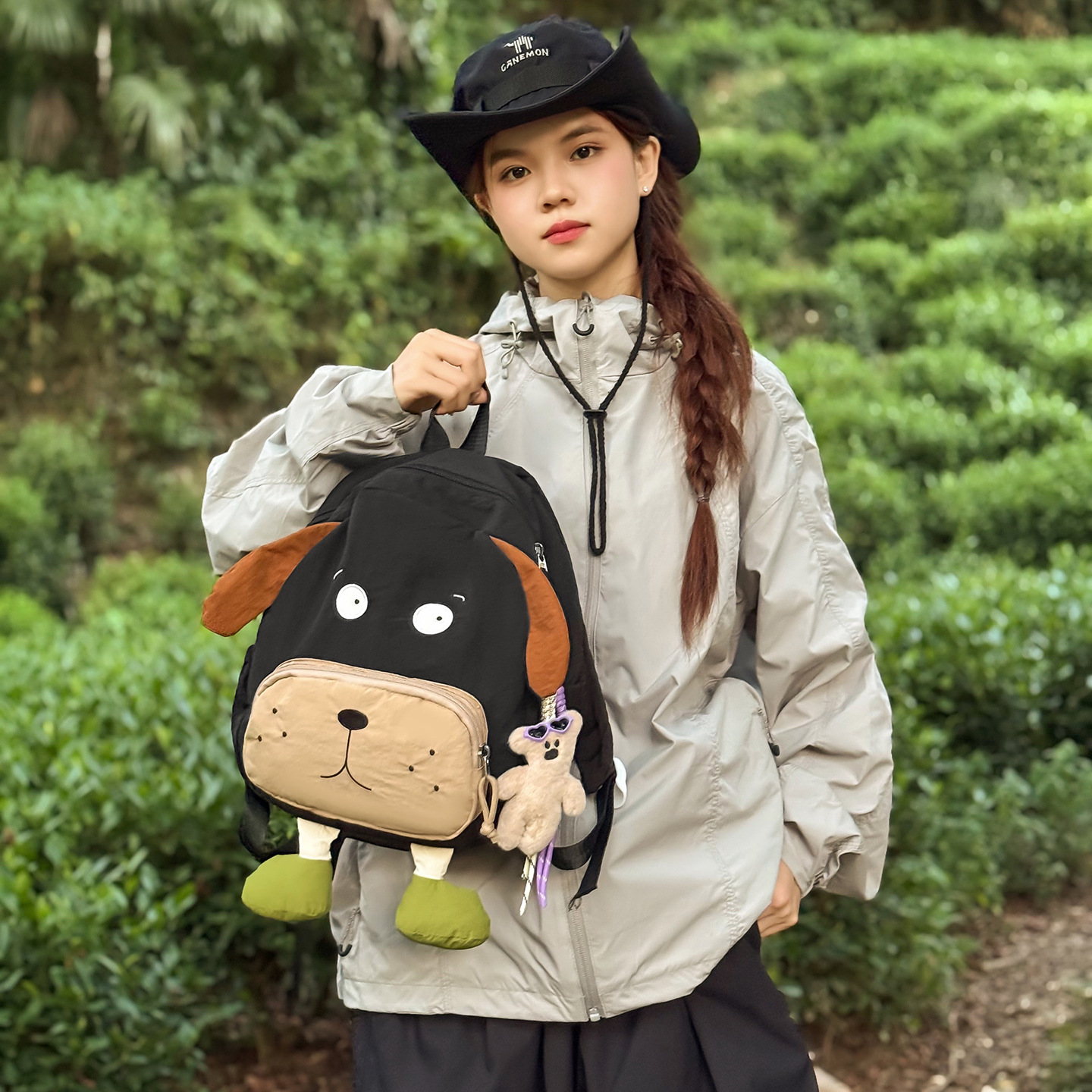 Mochila creativa transfronteriza en forma de perro, nueva moda coreana de alto valor, mochila de dama, mochila de dibujos animados de gran capacidad