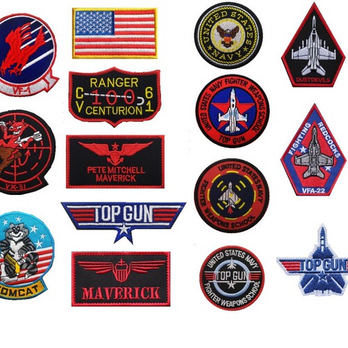 Logo embroidered floral cloth patch magic outdoor products Amazon bag with embroidered floral fabric patch chest strip armband magic