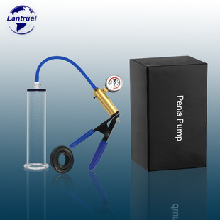 Exercise Penis Pump Male Masturbation Aircraft Cup Blue Handle Acrylic Vacuum Flange Tube Penis Endurance Training