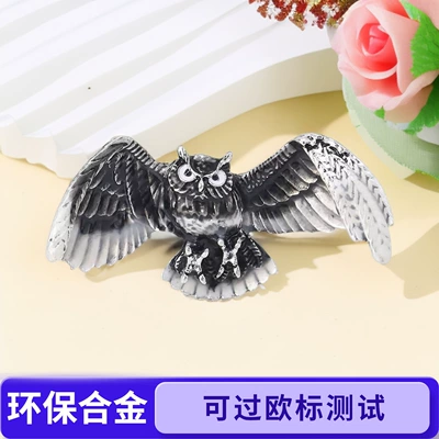 Yaxa sancaqları Style Retro Enamel Owl - antique-silver-enamel-owl-dimensions-6315-cm-weight-15g