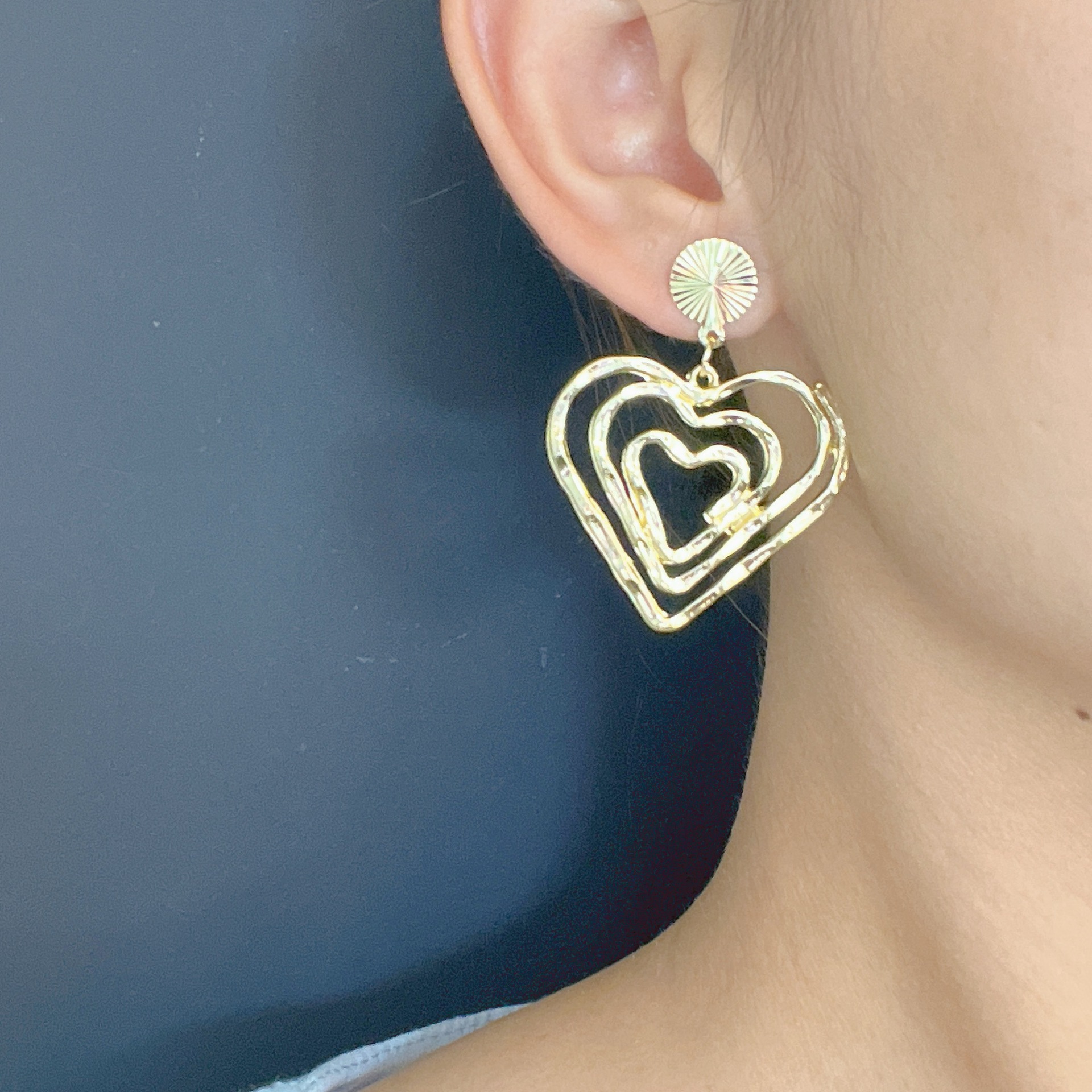 Heart Shape, Eye Pattern Women's Gender 1 Pair Streetwear Heart Shape Eye Plating Metal Drop Earrings