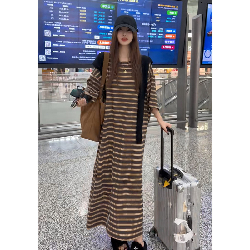 E-61245 # Real Shot of the New Summer Style Lazy and Slimming Long Dress, Stretchy, Soft, Loose-Fitting, Extended Length, for a Slim Figure. E-61245 # Real Shot of the New Summer Style Lazy and Slimming Long Dress, Stretchy, Soft, Loose-Fitting, Extended Length, for a Slim Figure.