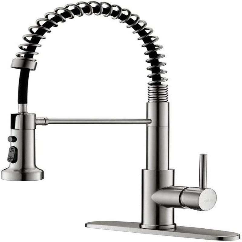 Kitchen sink faucet spring drop-down kitchen faucet bar brushed nickel kitchen faucet with one-click water stop