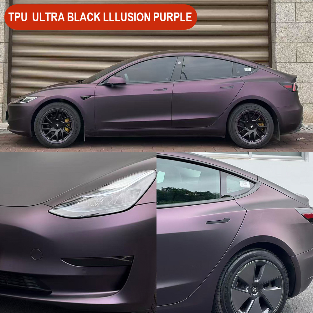 Axxpel Ultra-Matte Black Fantasy Purple Tpu Car Paint Color-Changing Protective Film Ppf Thermal Repair Scratch Protection