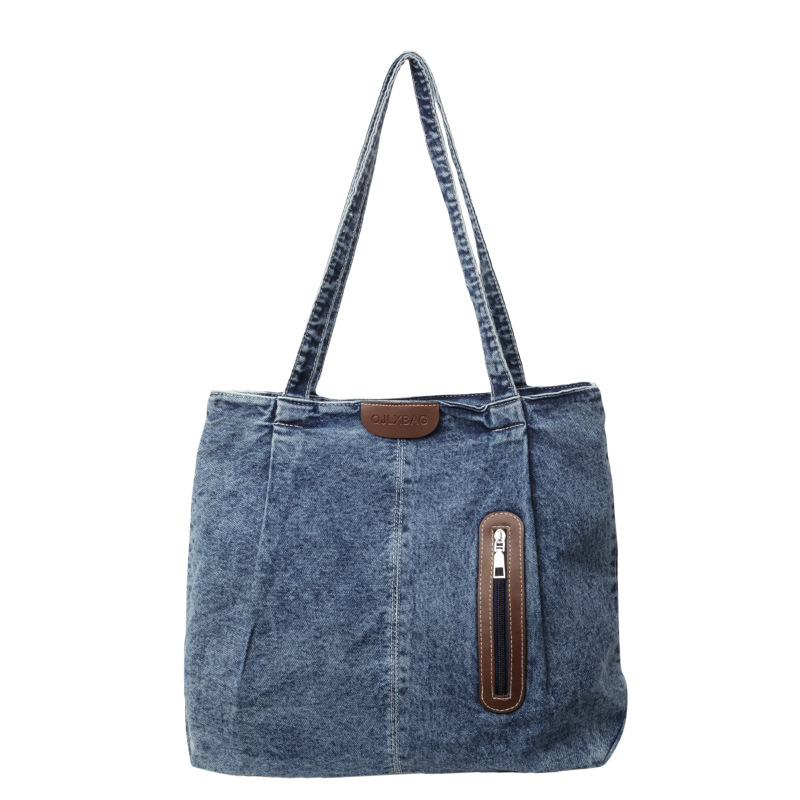 Bolso Tote femenino 2024 verano nuevo estilo todo-fósforo bolso de gran capacidad denim commut bolso de clase de un solo hombro para estudiantes universitarios