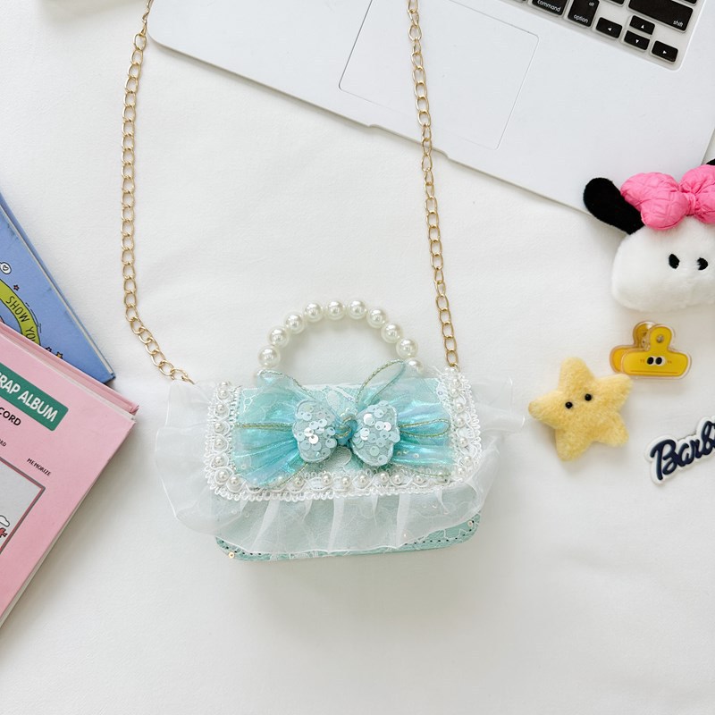Bolso de perla de fragancia pequeña para niños Bolso de hombro de niña de dibujos animados de moda Bolso de monedero de bebé de todo fósforo con lazo