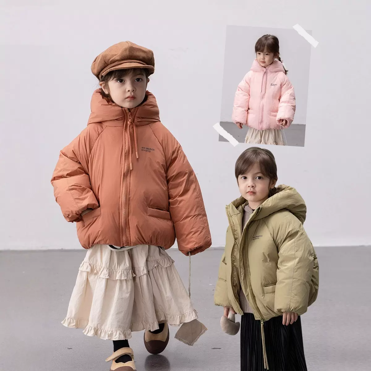 反季清仓儿童连帽羽丝绒丝外套短款加厚保暖童装防寒服宝宝秋冬上