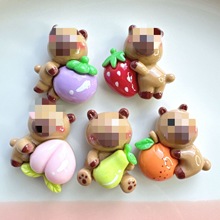 小卡 水果咖色小熊奶油胶diy发夹头饰充电线手机壳钥匙扣树脂配件